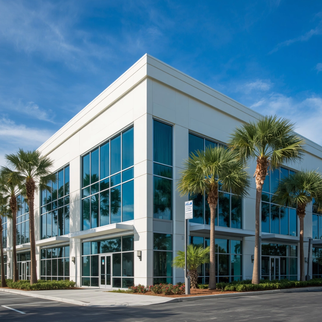 Commercial property with storefront glass and aluminum framing